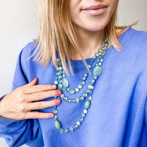Sea foam Green Crystal Charm Necklace